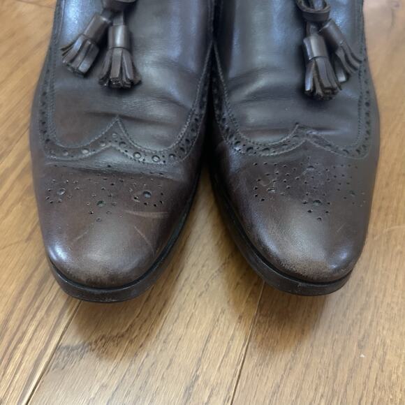 Gucci Mens 8 Brown Leather Tassel Designer Dress Slip On Italian Loafers Shoes - Picture 3 of 13